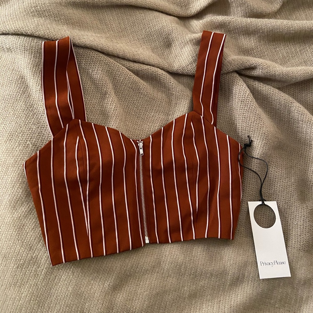 NWT Privacy Please zip front crop top